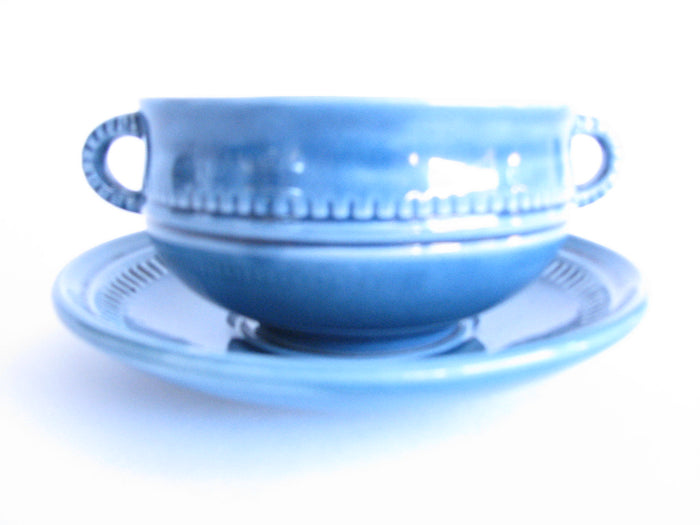 edgebrookhouse - 1970s Prinknash Abbey Pottery Turquoise Cup and Saucer Made in England