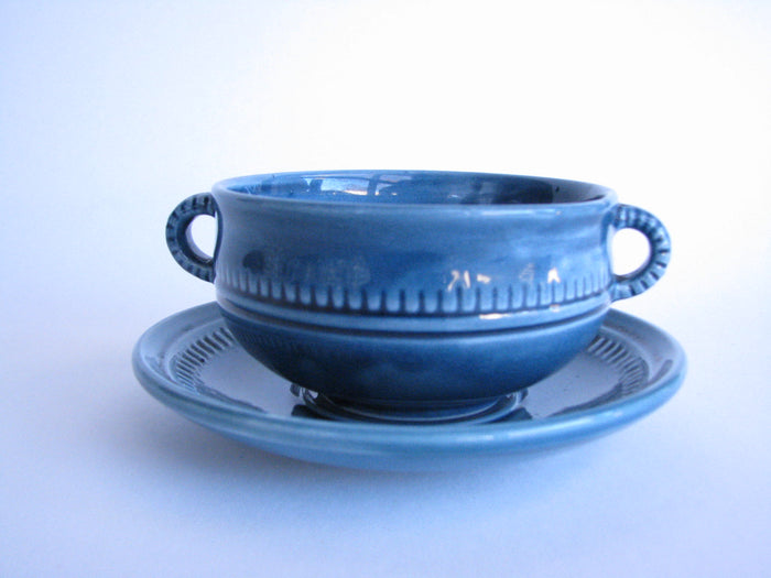 edgebrookhouse - 1970s Prinknash Abbey Pottery Turquoise Cup and Saucer Made in England