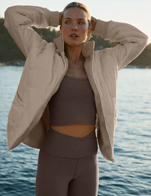 2-way quilted jacket - Oat Latte