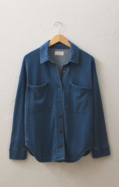 All Day Knit Denim Jacket by ZS in Vintage Indigo - Sunset Park Resort