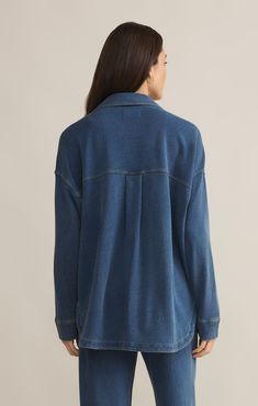 All Day Knit Denim Jacket by Z Supply in Vintage Indigo - Sunset Park Resort