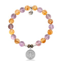 Amethyst Citrine Gemstone Bracelet with Anchor Sterling Silver Charm
