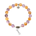 Amethyst Citrine Gemstone Bracelet with Fur Ever Love Sterling Silver Charm