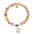 Amethyst Citrine Gemstone Bracelet with Memories Sterling Silver Charm