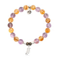 Amethyst Citrine Gemstone Bracelet with Olive Branch Sterling Silver Charm