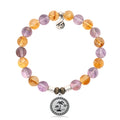 Amethyst Citrine Gemstone Bracelet with Palm Tree Sterling Silver Charm