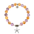 Amethyst Citrine Gemstone Bracelet with Starfish Sterling Silver Charm