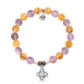 Amethyst Citrine Gemstone Bracelet with Stronger Together Sterling Silver Charm