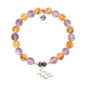 Amethyst Citrine Gemstone Bracelet with XO Sterling Silver Charm