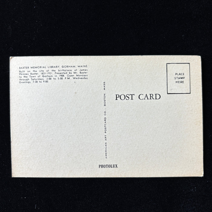Antique Postcard 1900s Gorham Maine Baxter Memorial Library Photolux