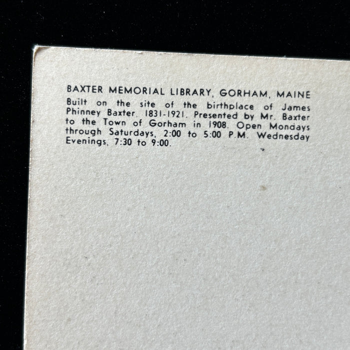 Antique Postcard 1900s Gorham Maine Baxter Memorial Library Photolux