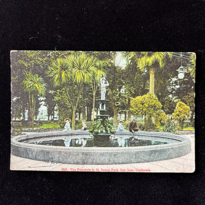Antique Postcard 1905 Outdoor Parlor Fountain San Jose James Park California