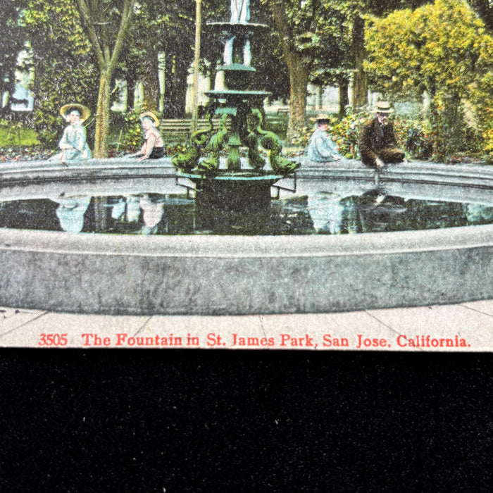 Antique Postcard 1905 Outdoor Parlor Fountain San Jose James Park California