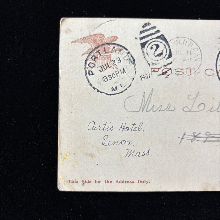 Antique Postcard 1907 NYC Bowery Trolley Horse Cart Manhattan Street Life