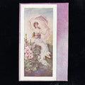 Antique Postcard 1910s Spring Pretty Lady Art Nouveau Pink Hollyhocks