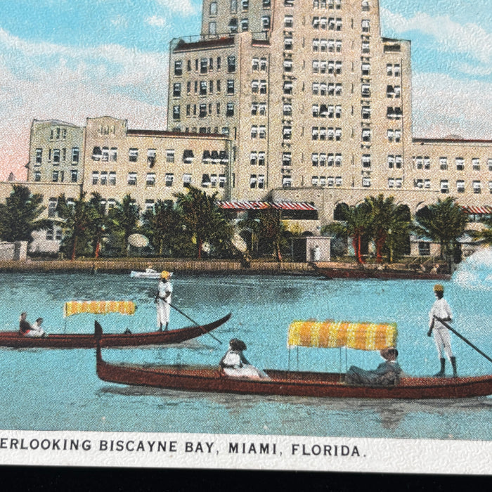 Antique Postcard 1921 Gondolas Flamingo Hotel Lost Miami Florida Biscayne Bay