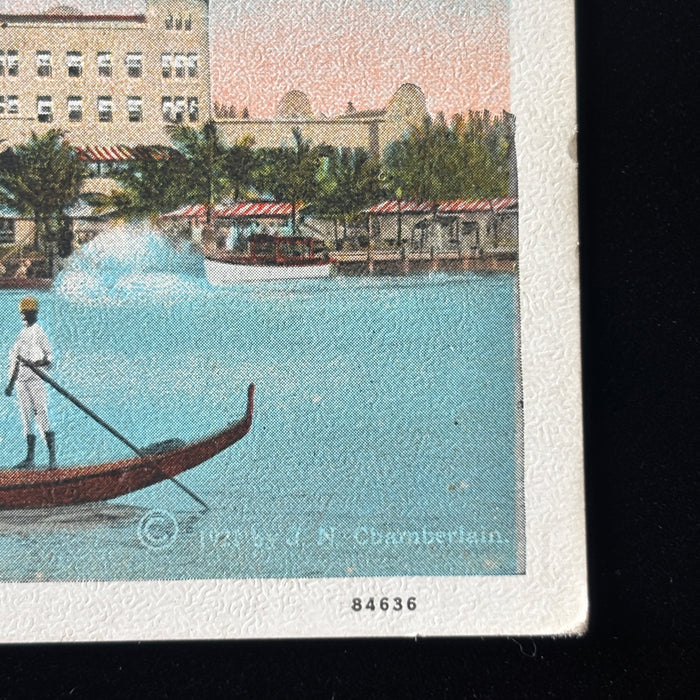 Antique Postcard 1921 Gondolas Flamingo Hotel Lost Miami Florida Biscayne Bay