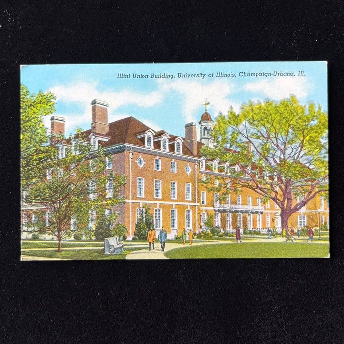 Antique Postcard 1940s Campus Living Room Illini Union Bldg University Of Illinois