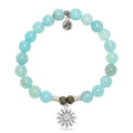 Aqua Fire Agate Gemstone Bracelet with Daisy Sterling Silver Charm