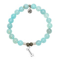 Aqua Fire Agate Gemstone Bracelet with Fur Ever Love Sterling Silver Charm