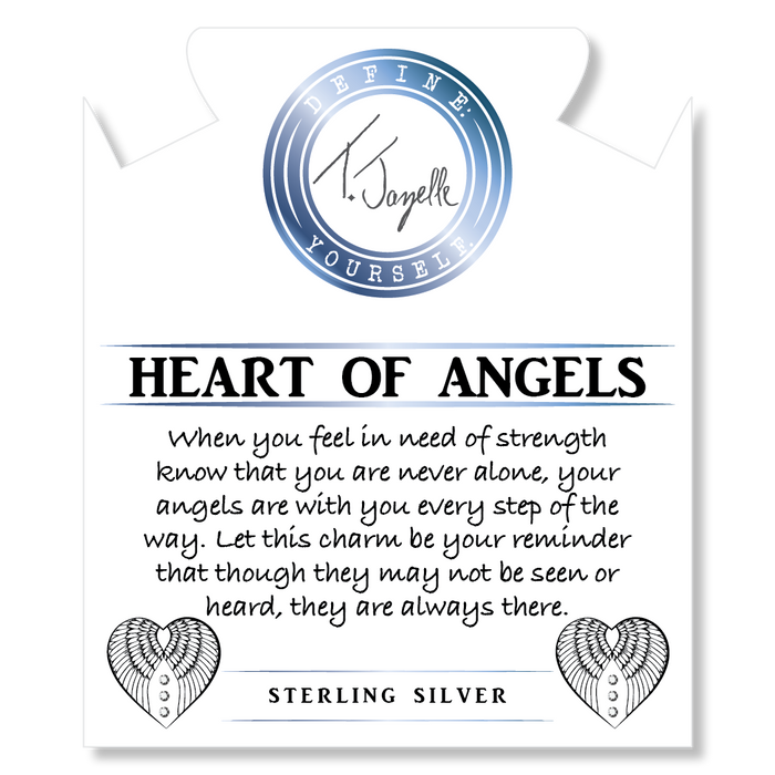 Aqua Fire Agate Gemstone Bracelet with Heart of Angels Sterling Silver Charm