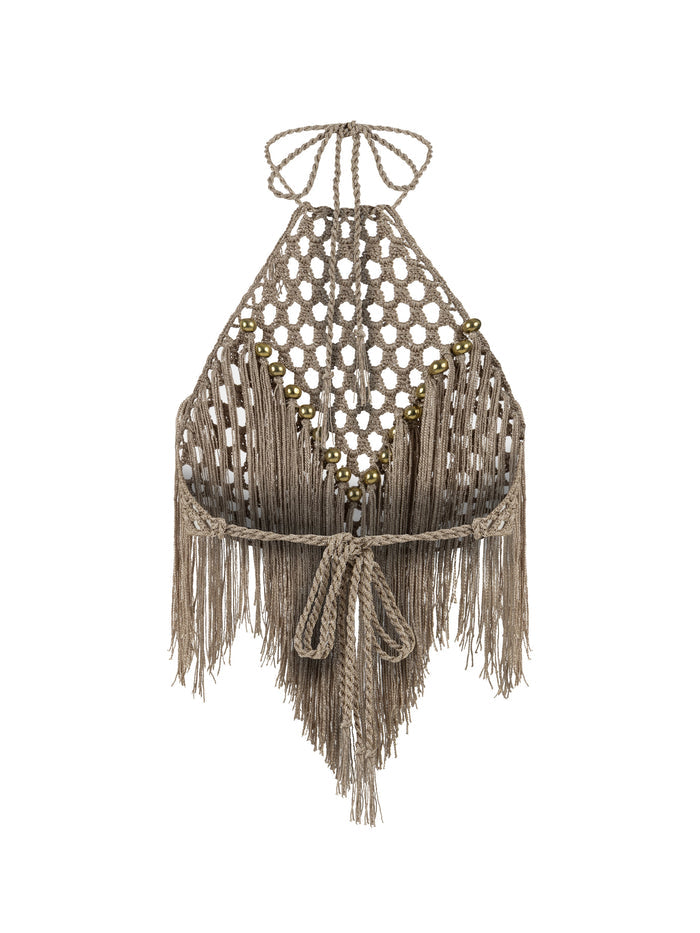 Aria Hand Crochet Halter Top - Bronze