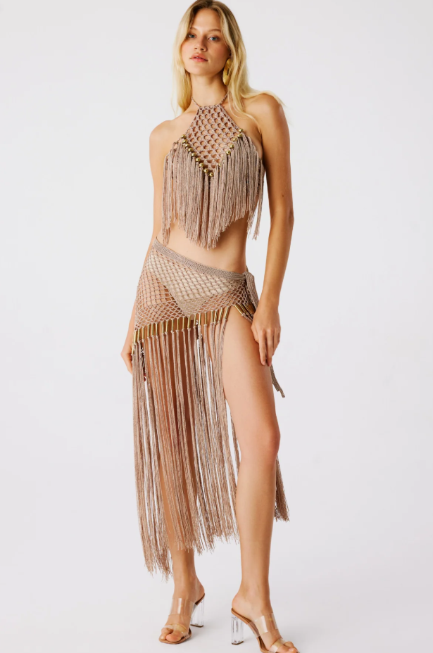 Aria Hand Crochet Halter Top - Bronze