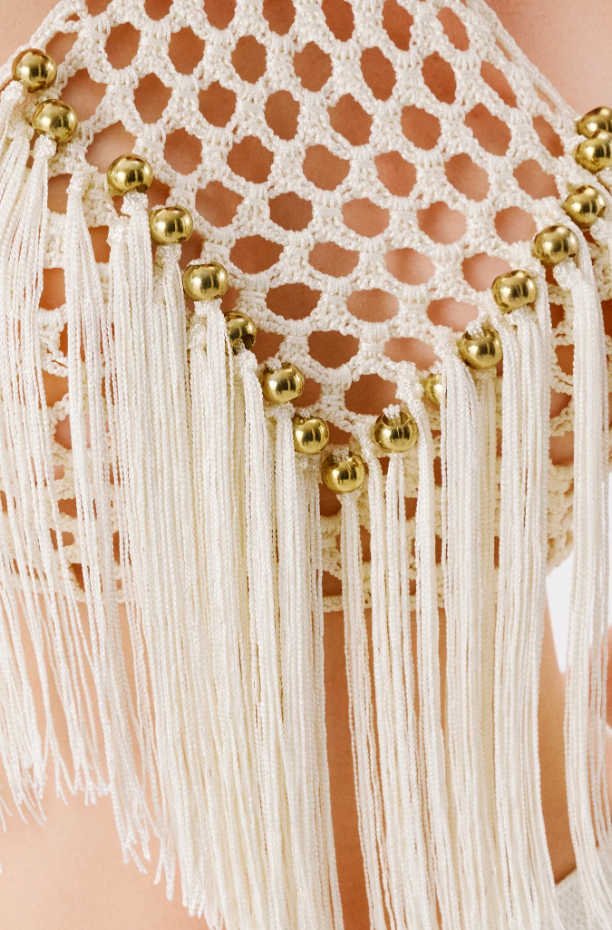 Aria Hand Crochet Halter Top - Ivory