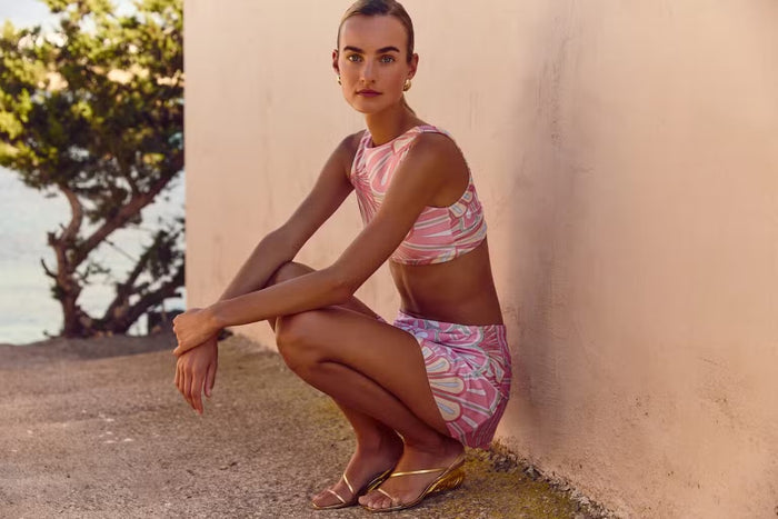 Aria Reversible Crop Top - Pink Flower Print