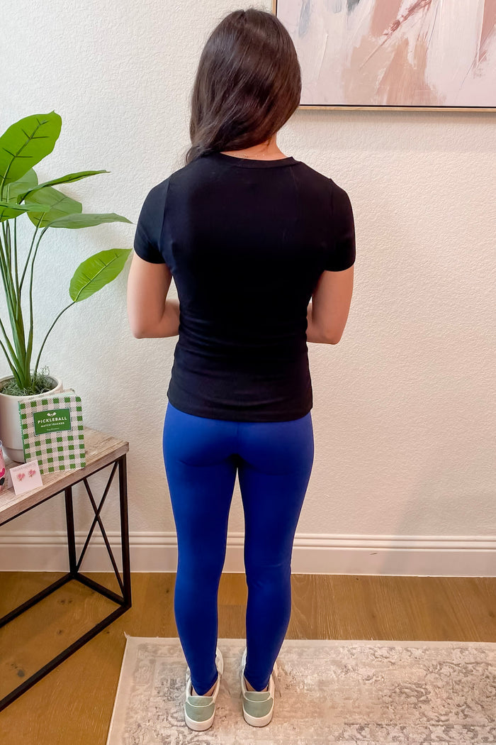 Athleisure Essential Short Sleeve Micro Ribbed Black Top - Lyla's: Clothing & Gifts - Online and Rockwall Texas Boutique