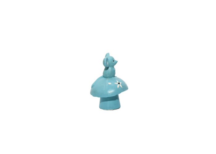 Avon-Potpourri Pomander Blue Mouse On Mushroom Figurine