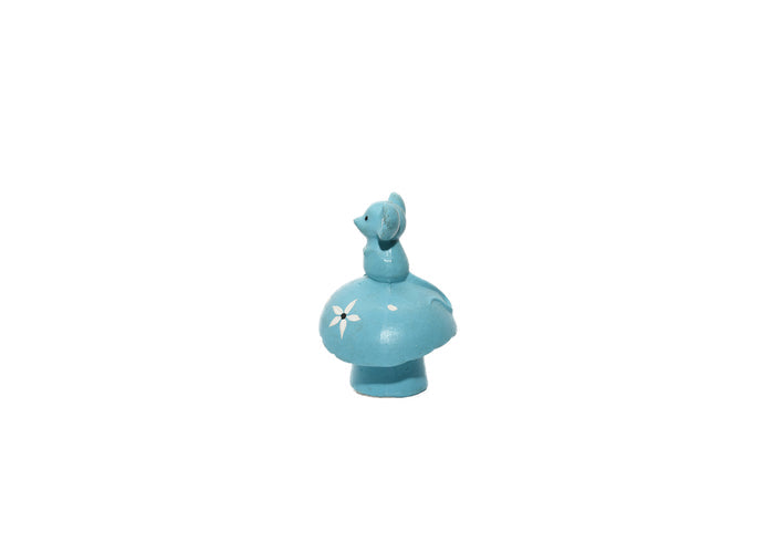 Avon-Potpourri Pomander Blue Mouse On Mushroom Figurine