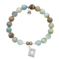 Blue Calcite Gemstone Bracelet with Memories Sterling Silver Charm