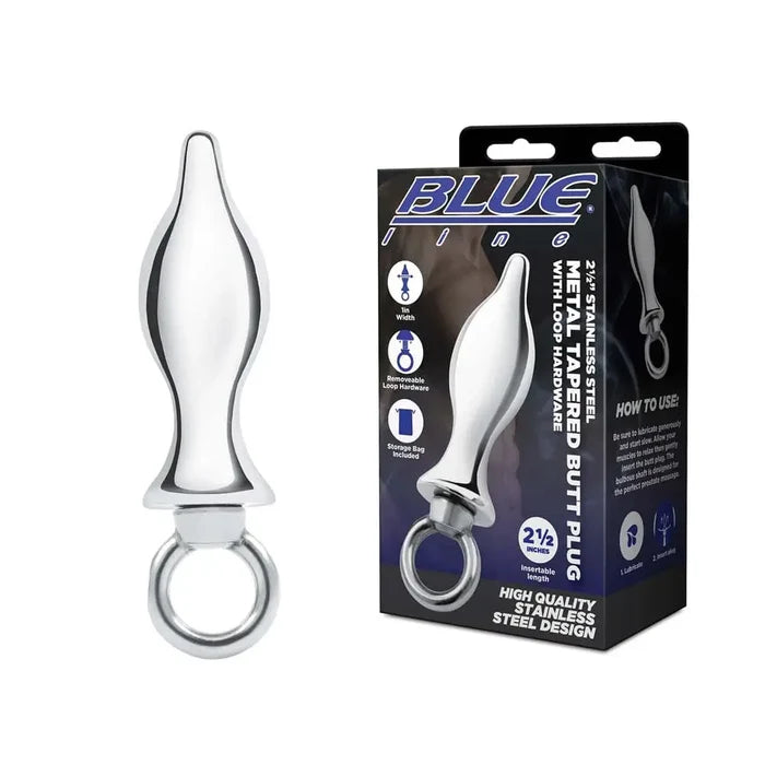 2.5" Stainless Steel Metal Tapered Butt Plug With Loop - Rolik®