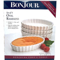 Bonjour 53351 Set Of 4 Oval Ramekinse, White