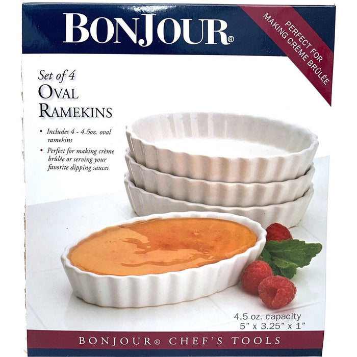 Bonjour 53351 Set Of 4 Oval Ramekinse, White