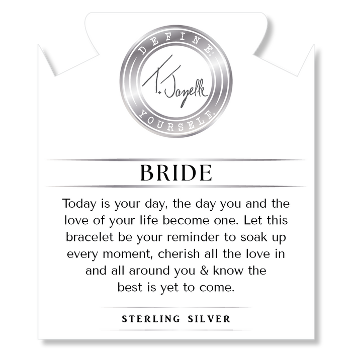Bridal Collection: Amethyst Citrine Gemstone Bracelet with Bride Sterling Silver Charm Bar