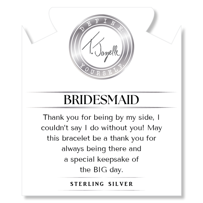 Bridal Collection: Light Green Shell Gemstone Bracelet with Bridesmaid Sterling Silver Charm Bar