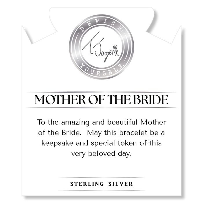 Bridal Collection: Light Green Shell Gemstone Bracelet with Mother of the Bride Sterling Silver Charm Bar