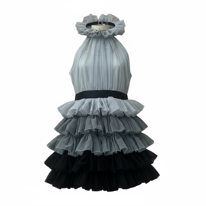 CHILD LARGE - Grey Ruffle Dress  (used)