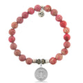 Cranberry Jasper Gemstone Bracelet with Anchor Sterling Silver Charm