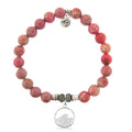 Cranberry Jasper Gemstone Bracelet with Hammered Waves Sterling Silver Charm