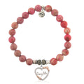 Cranberry Jasper Gemstone Bracelet with Heart Daughter Sterling Silver Charm
