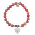 Cranberry Jasper Gemstone Bracelet with Heart Sterling Silver Charm