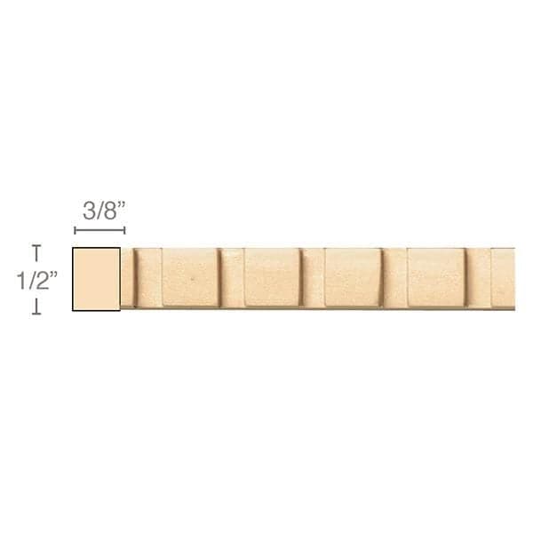 Dentil, 1/2''w x 3/8''d x 8' length, Resin is priced per 8' length Carved Mouldings White River Hardwoods