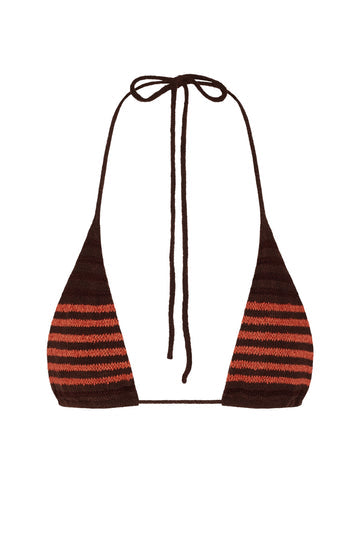 Indah Dixie Triangle Bikini Top | Hand Knitted Stretchy Sienna Mix | Retro 70's Stripe | Fast Shipping | Sunset Park Resort