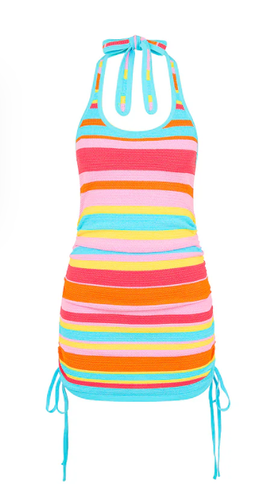 Drawstring Halter Knit Dress- Sunset Strip