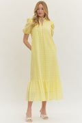 E Eyelet Midi Dress -Lemon