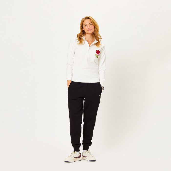 Female model wearing the England 1910 Rugby.