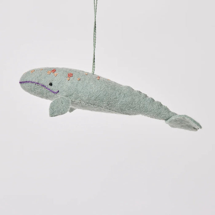 Fair Trade Wool Felt Grey Whale Ornament